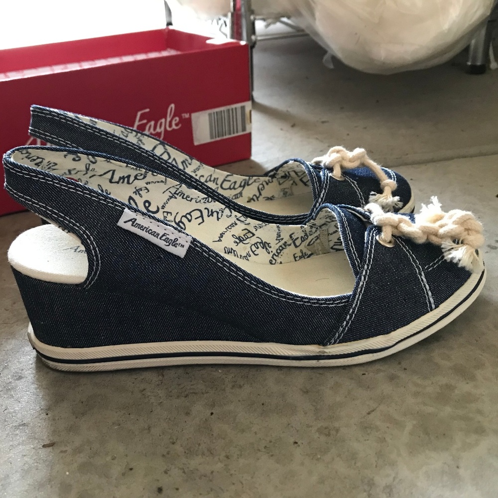 Cute denim wedge sandals